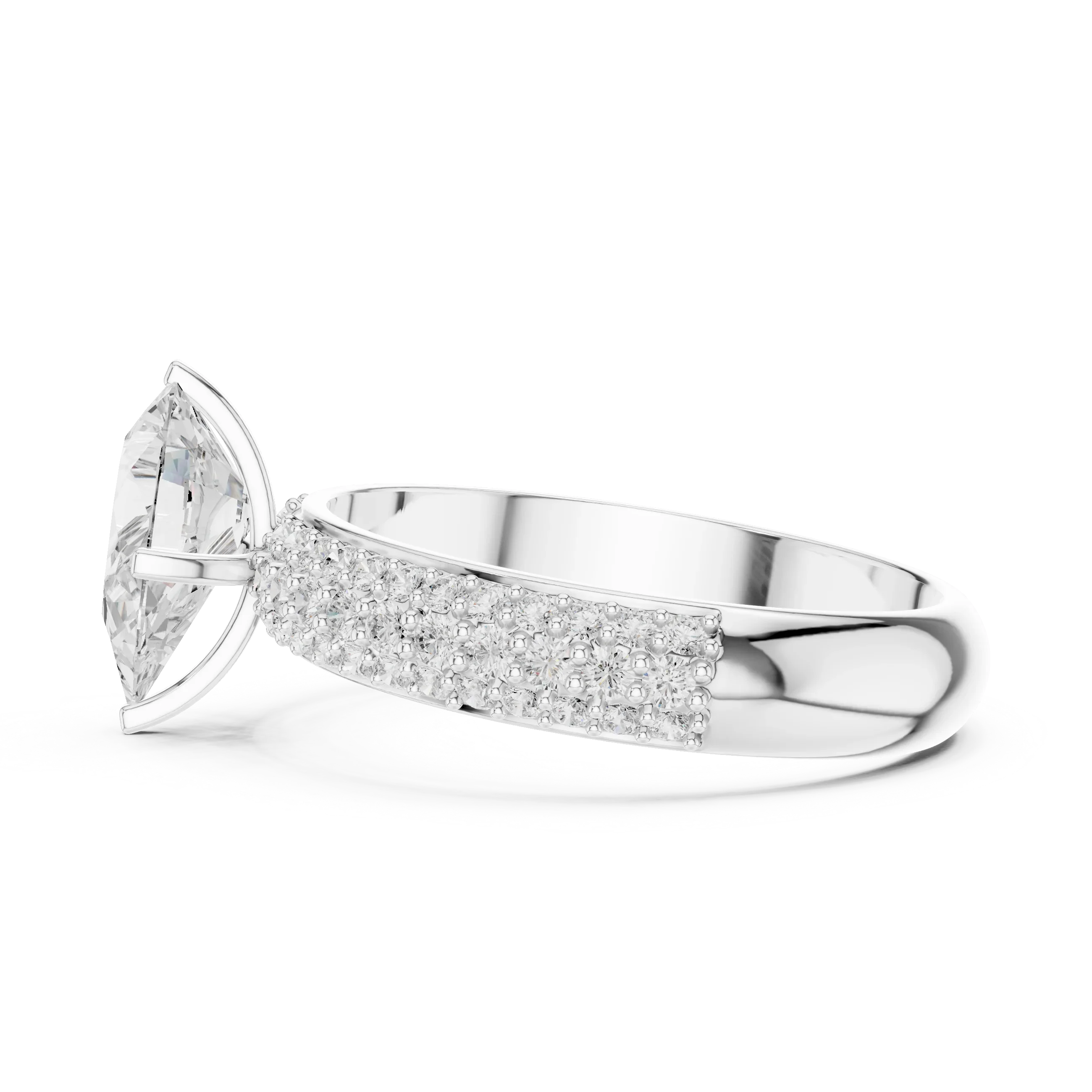 1.48 CTW Pear Moissanite Multi Row Engagement Diamond Ring