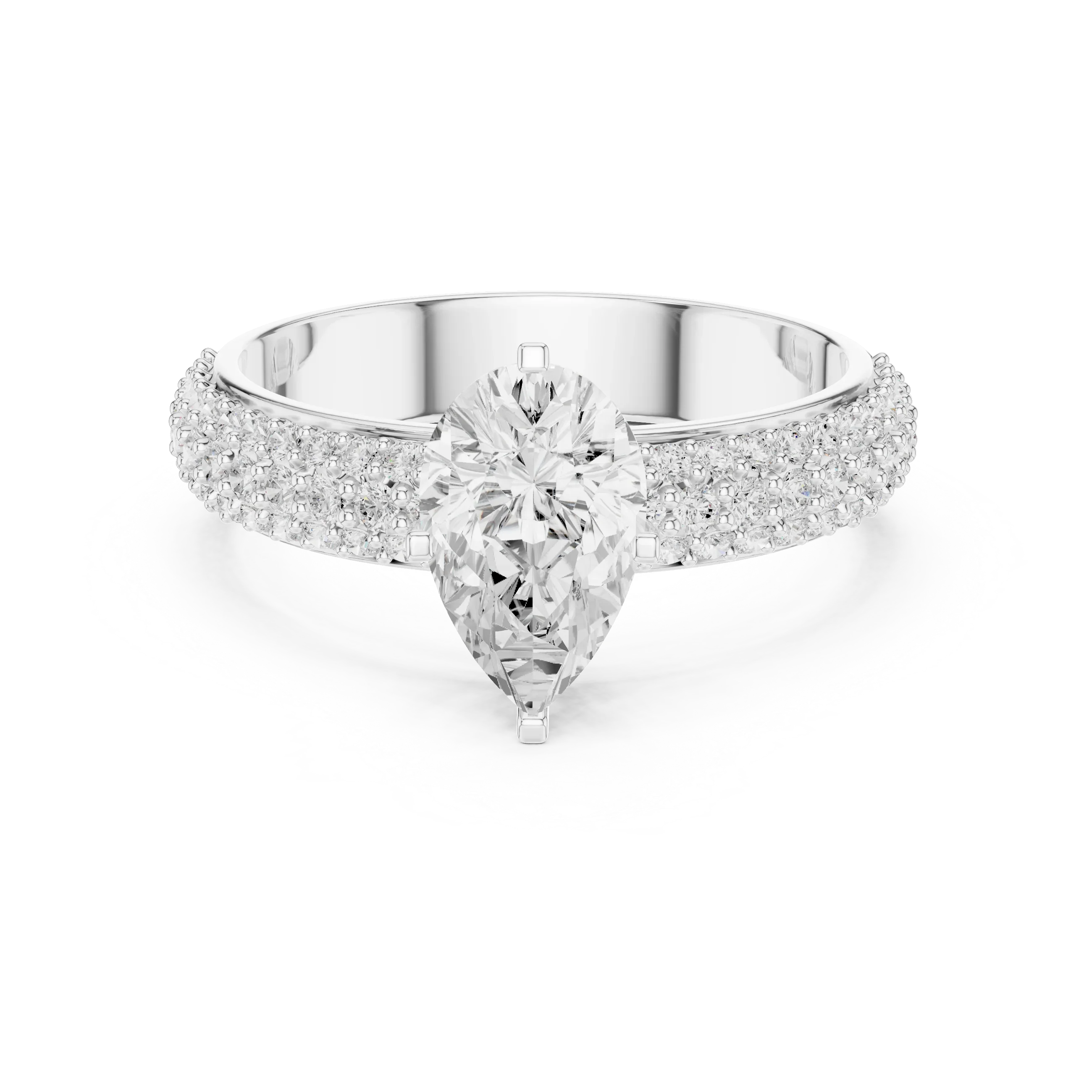 1.48 CTW Pear Moissanite Multi Row Engagement Diamond Ring