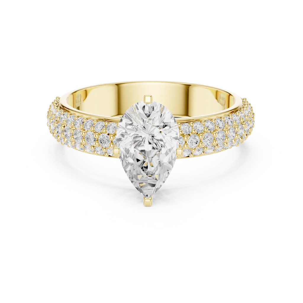 1.48 CTW Pear Moissanite Multi Row Engagement Diamond Ring