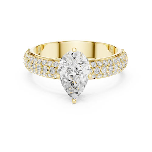 1.48 CTW Pear Moissanite Multi Row Engagement Diamond Ring