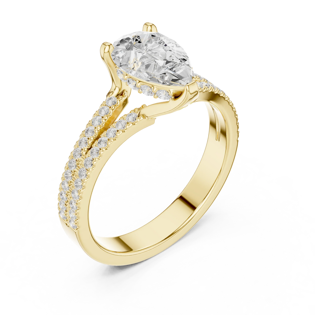 10K White Gold Split Shank 1.34 CTW Pear VVS1 Moissanite Engagement Ring