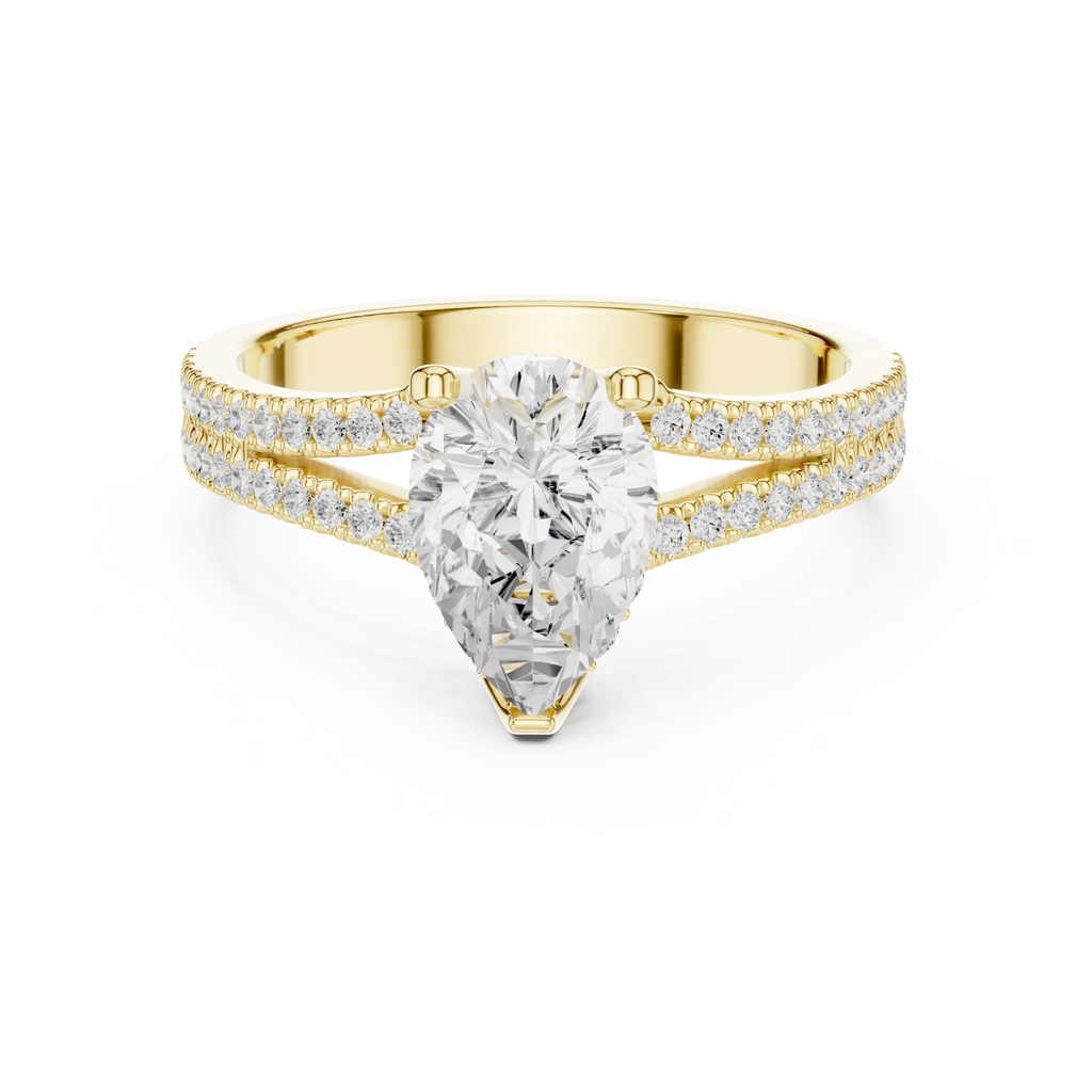 10K White Gold Split Shank 1.34 CTW Pear VVS1 Moissanite Engagement Ring
