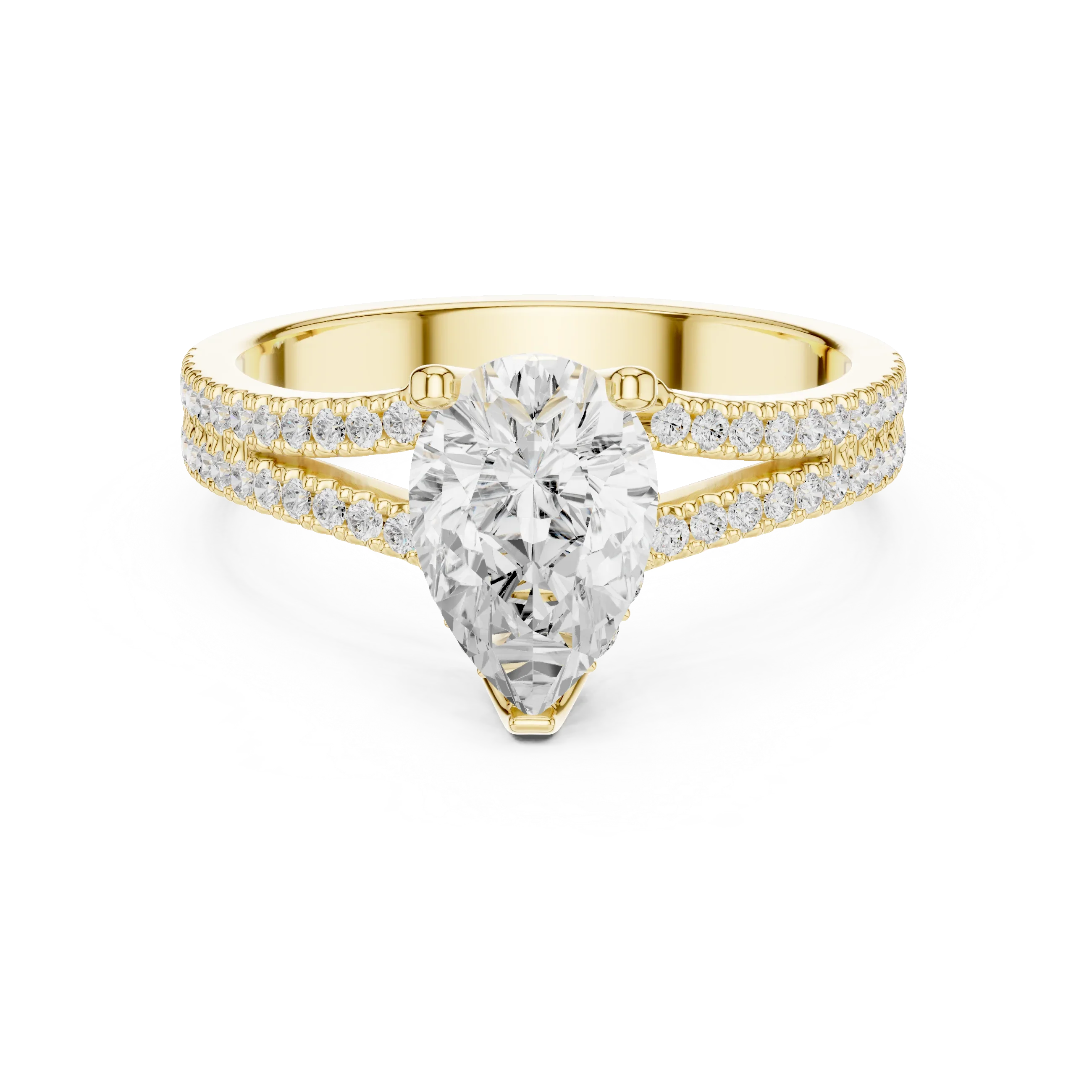 10K White Gold Split Shank 1.34 CTW Pear VVS1 Moissanite Engagement Ring