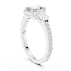 Three Stone Baguette 1.46 CTW Emerald White Gold VVS1 Cocktail Moissanite Diamond Ring