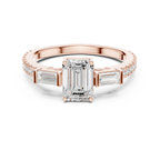 Three Stone Baguette 1.46 CTW Emerald White Gold VVS1 Cocktail Moissanite Diamond Ring