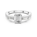 Three Stone Baguette 1.46 CTW Emerald White Gold VVS1 Cocktail Moissanite Diamond Ring