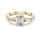 Three Stone Baguette 1.46 CTW Emerald White Gold VVS1 Cocktail Moissanite Diamond Ring