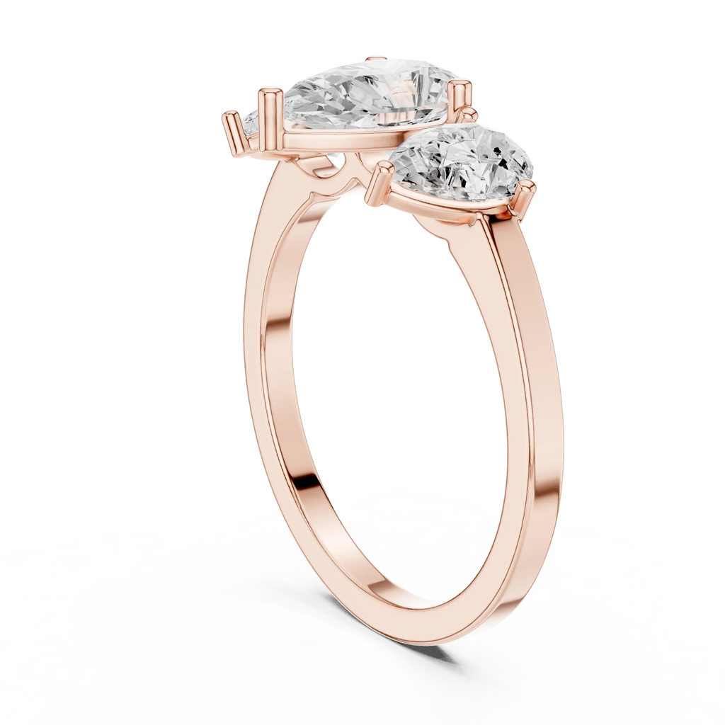1.82 CTW Three Stone Pear D Color VVS1 10K White Gold Lab Grown Diamond Bridal Ring