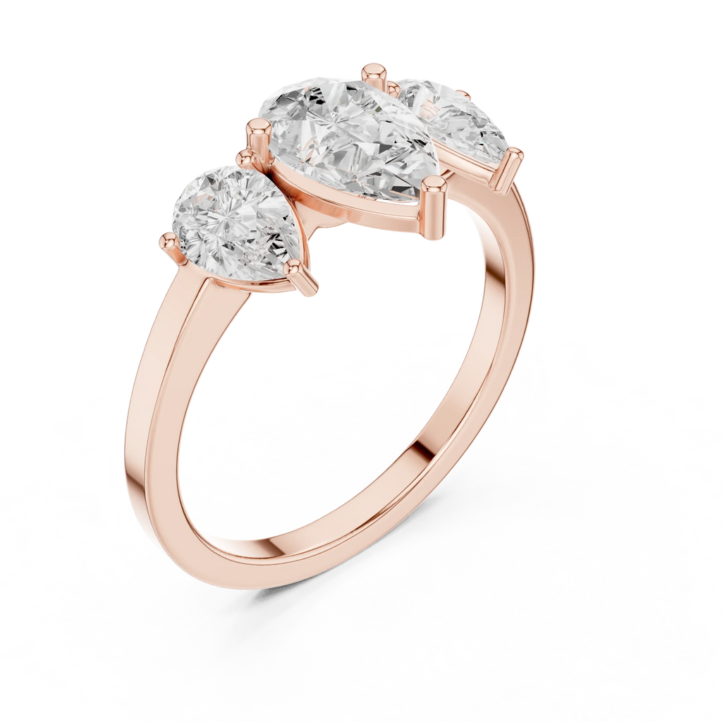 1.82 CTW Three Stone Pear D Color VVS1 10K White Gold Lab Grown Diamond Bridal Ring