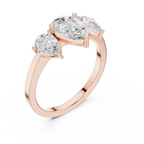 1.82 CTW Three Stone Pear D Color VVS1 10K White Gold Lab Grown Diamond Bridal Ring