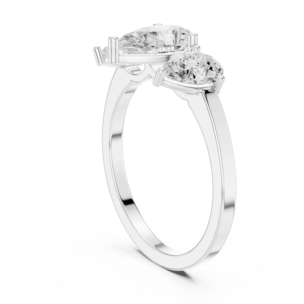 1.82 CTW Three Stone Pear D Color VVS1 10K White Gold Lab Grown Diamond Bridal Ring