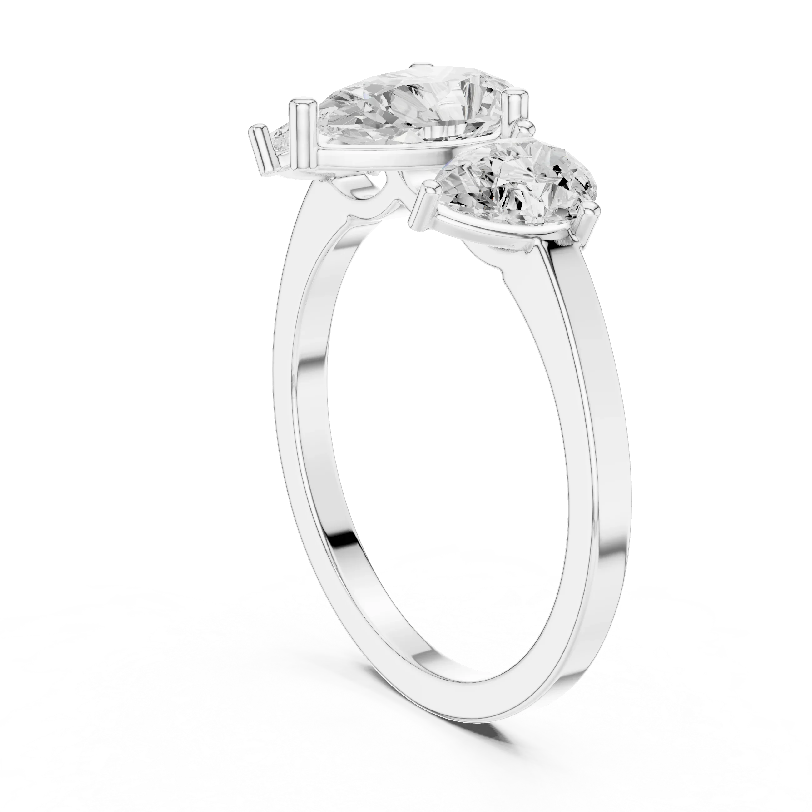 1.82 CTW Three Stone Pear D Color VVS1 10K White Gold Lab Grown Diamond Bridal Ring