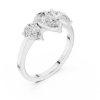 1.82 CTW Three Stone Pear D Color VVS1 10K White Gold Lab Grown Diamond Bridal Ring