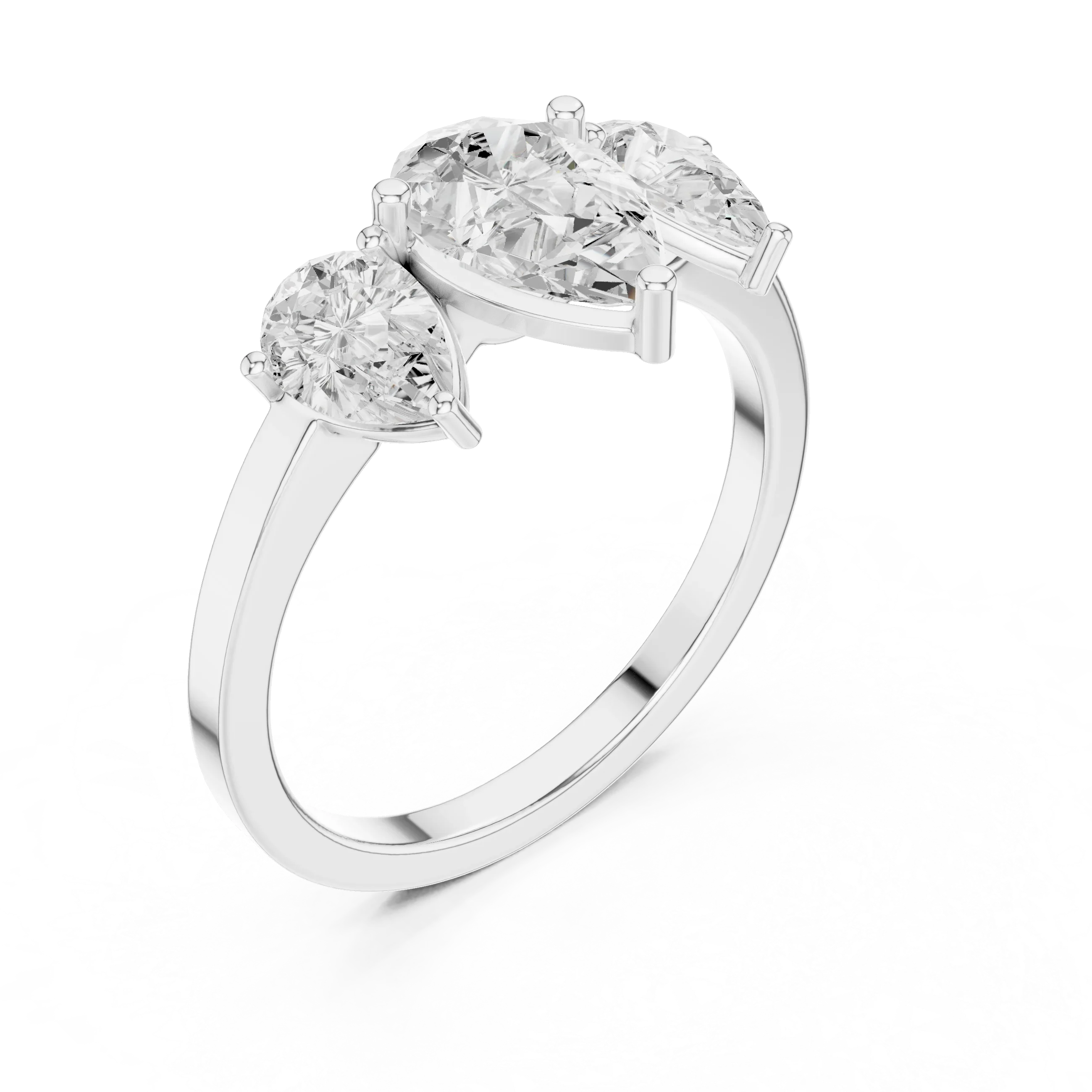 1.82 CTW Three Stone Pear D Color VVS1 10K White Gold Lab Grown Diamond Bridal Ring