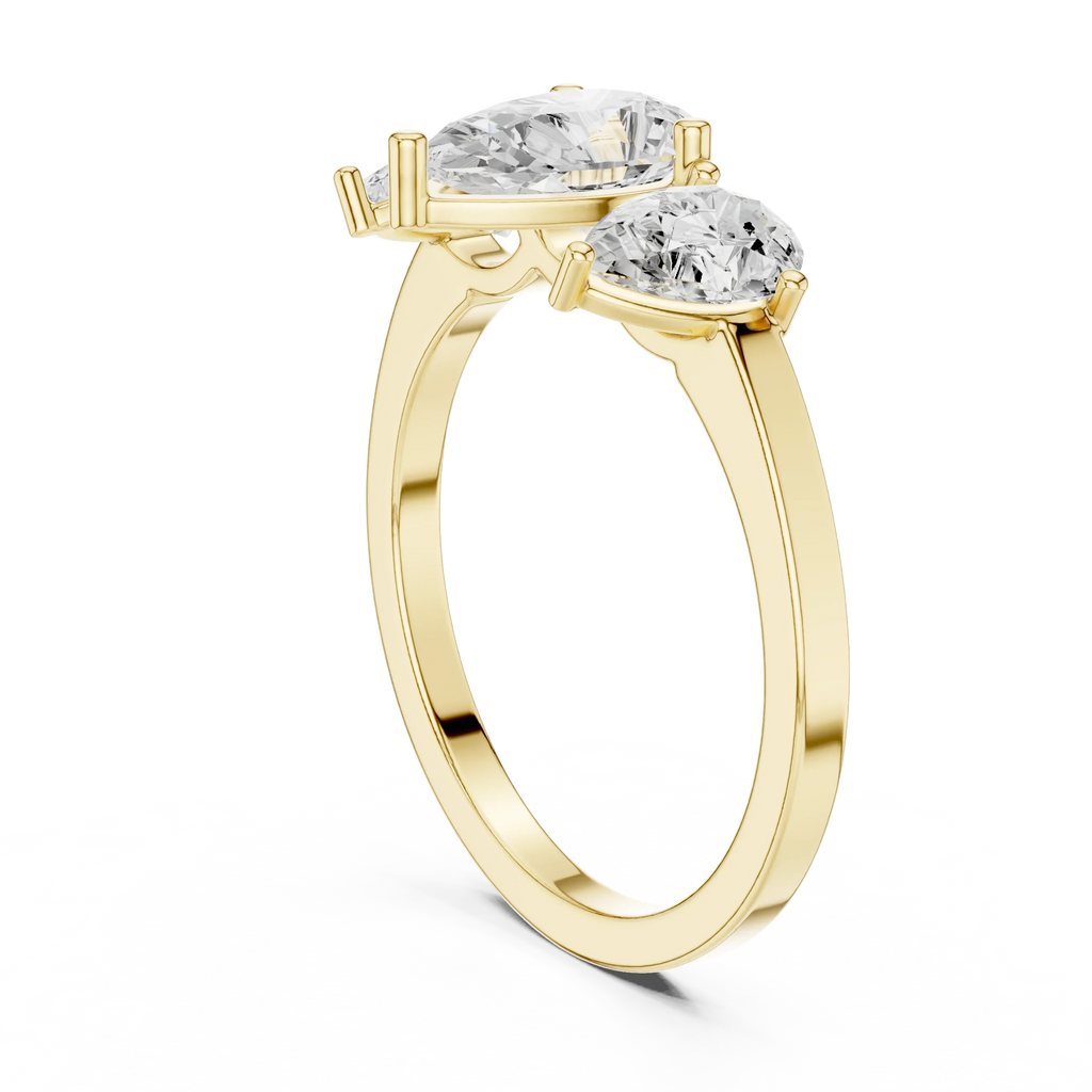 1.82 CTW Three Stone Pear D Color VVS1 10K White Gold Lab Grown Diamond Bridal Ring