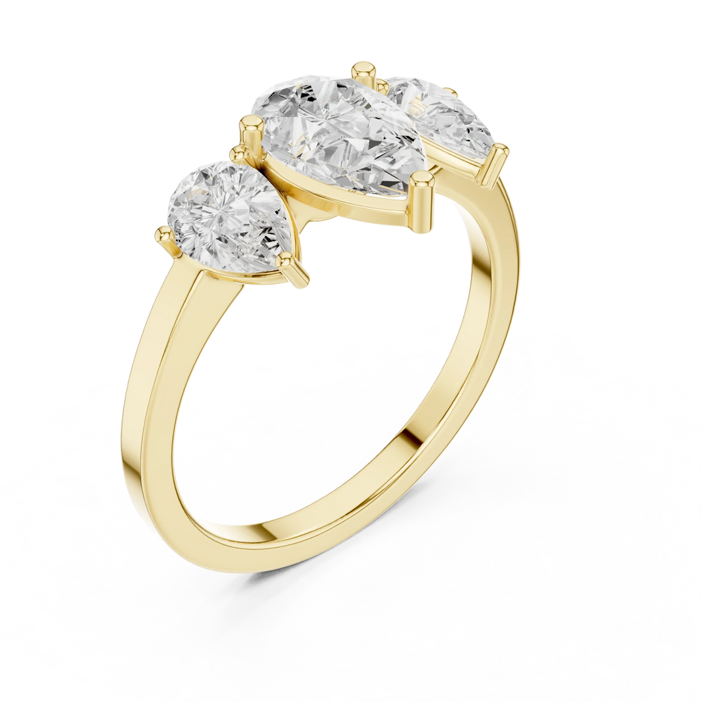 1.82 CTW Three Stone Pear D Color VVS1 10K White Gold Lab Grown Diamond Bridal Ring