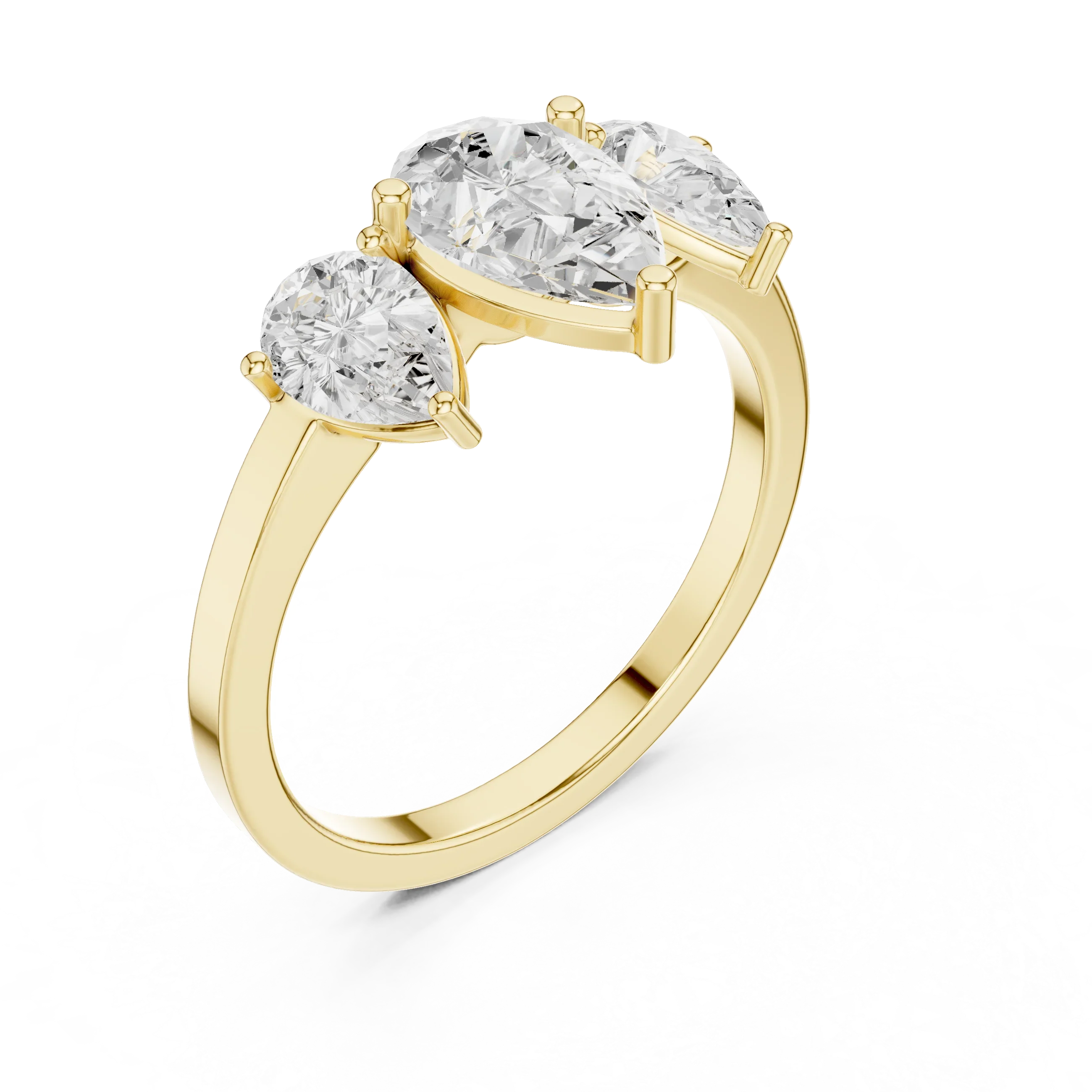 1.82 CTW Three Stone Pear D Color VVS1 10K White Gold Lab Grown Diamond Bridal Ring