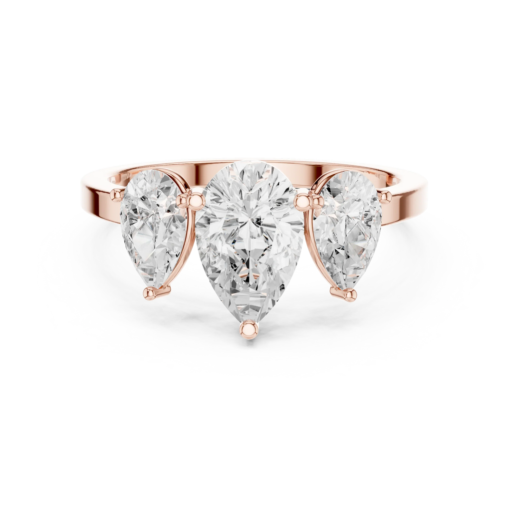 1.82 CTW Three Stone Pear D Color VVS1 10K White Gold Lab Grown Diamond Bridal Ring