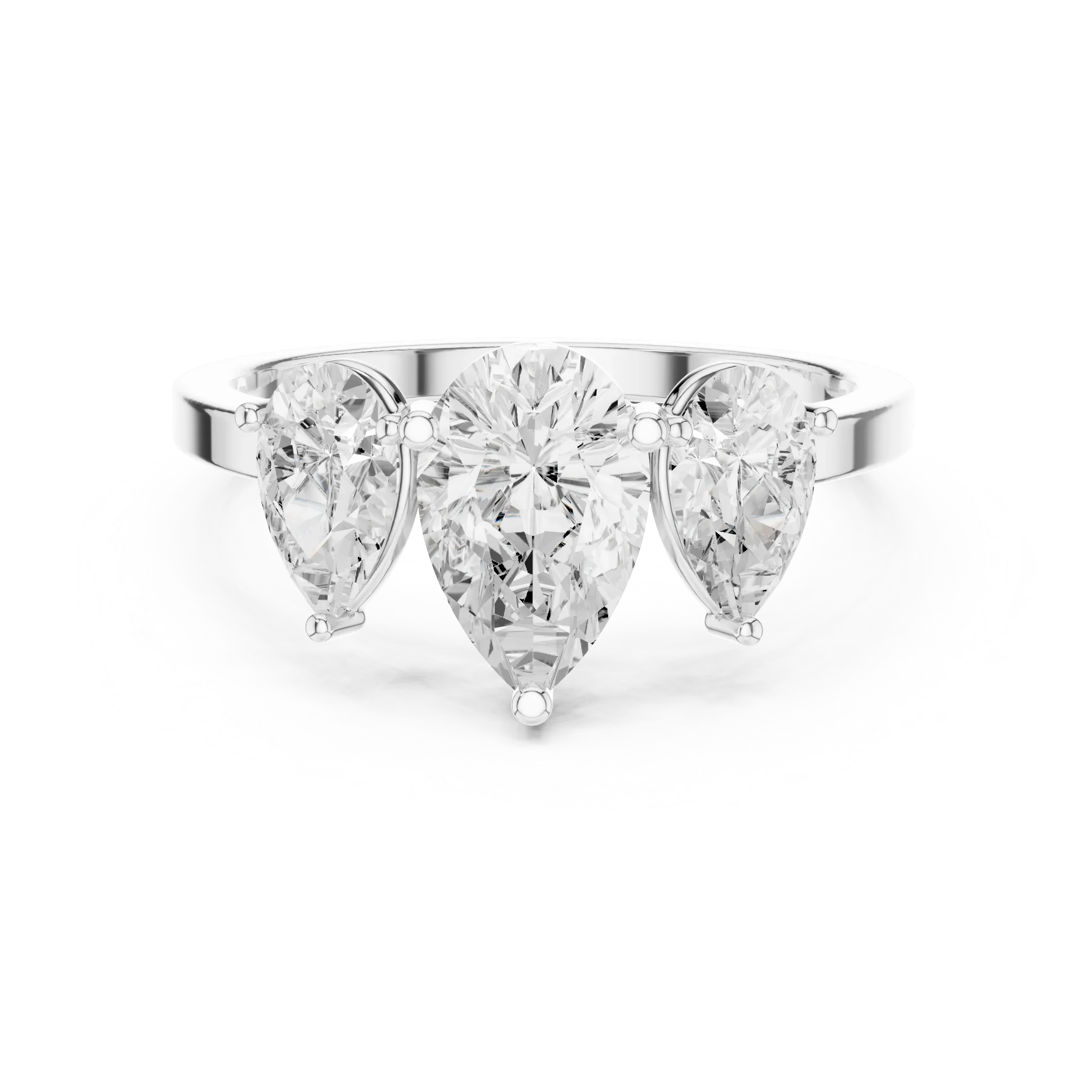 1.82 CTW Three Stone Pear D Color VVS1 10K White Gold Lab Grown Diamond Bridal Ring