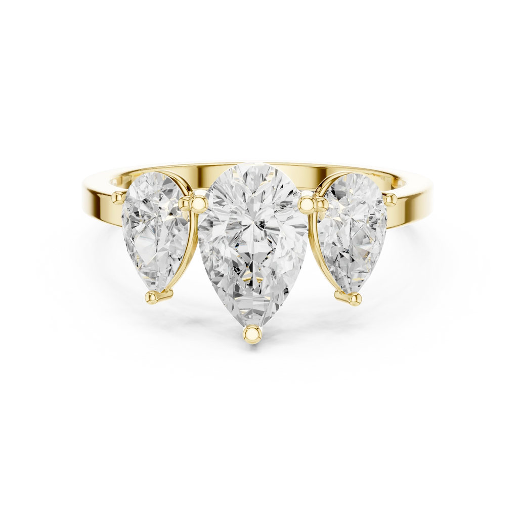 1.82 CTW Three Stone Pear D Color VVS1 10K White Gold Lab Grown Diamond Bridal Ring