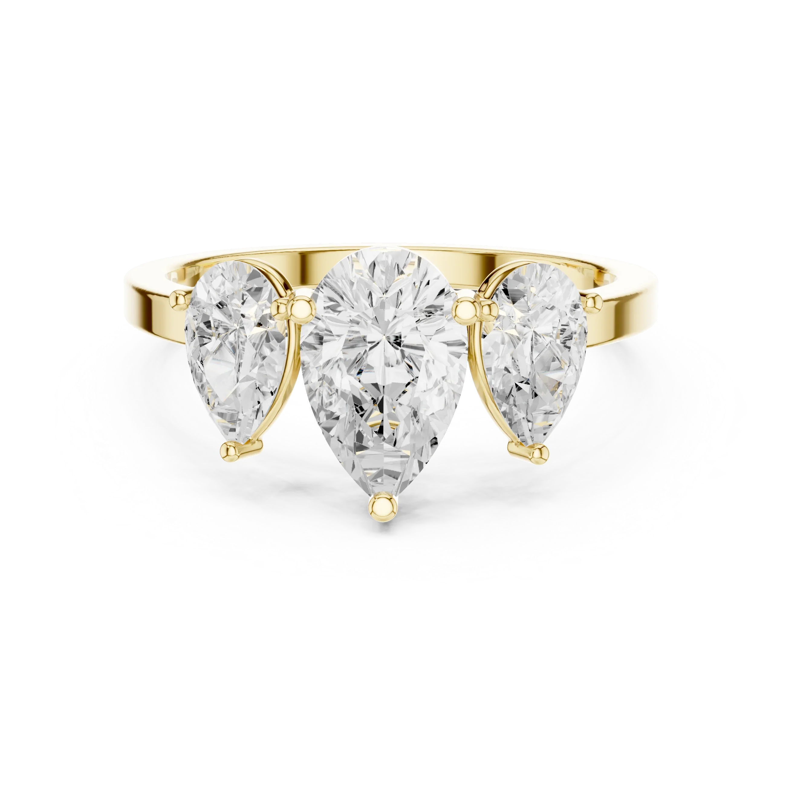 1.82 CTW Three Stone Pear D Color VVS1 10K White Gold Lab Grown Diamond Bridal Ring