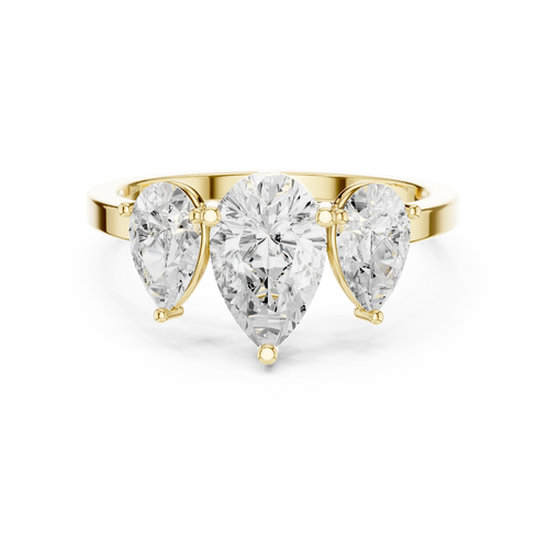 1.82 CTW Three Stone Pear D Color VVS1 10K White Gold Lab Grown Diamond Bridal Ring