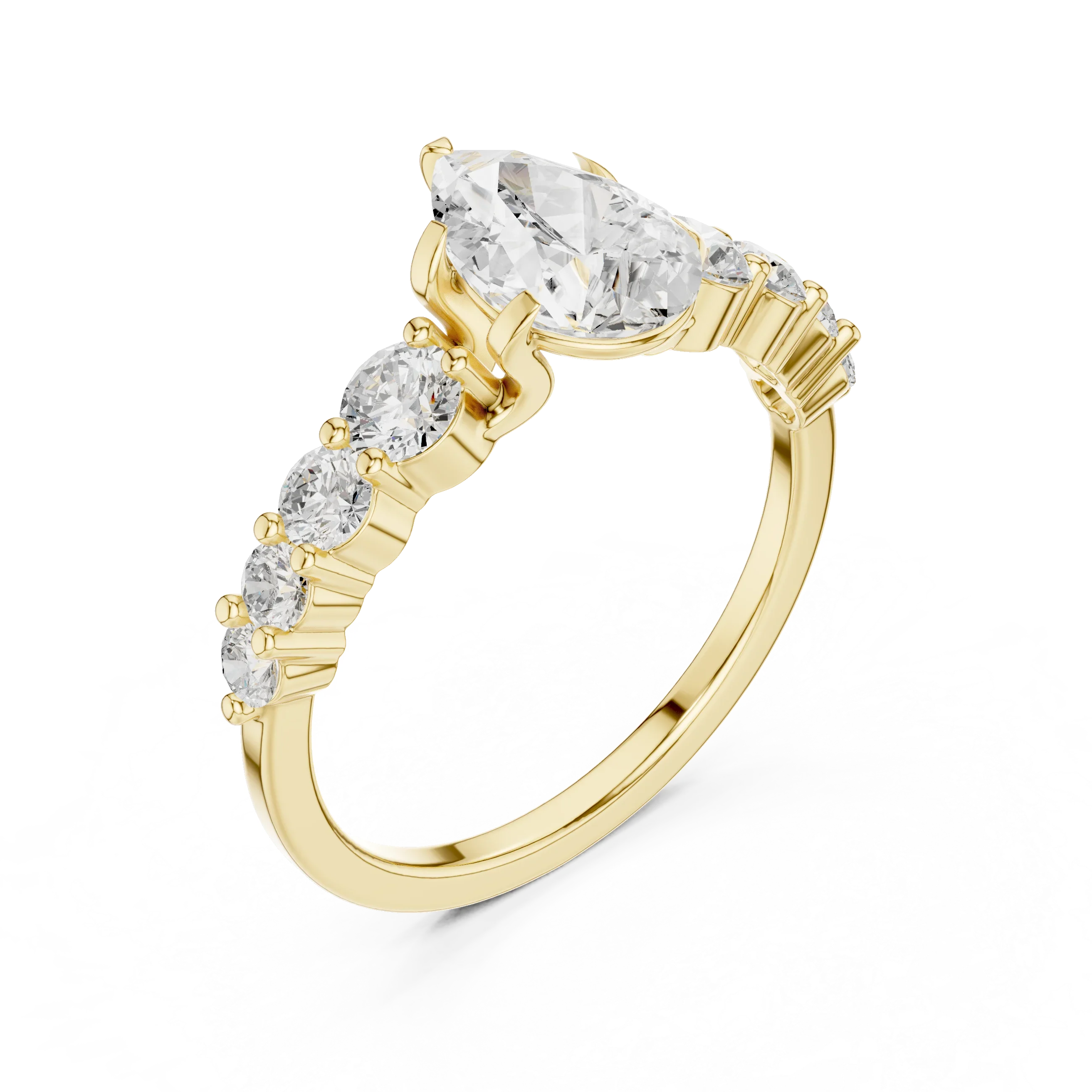 IGI Certified 1 Carat Pear Cut Lab Grown Diamond Wedding Ring