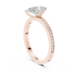 10K Solid Gold Pear Cut Diamond Proposal Ring Band