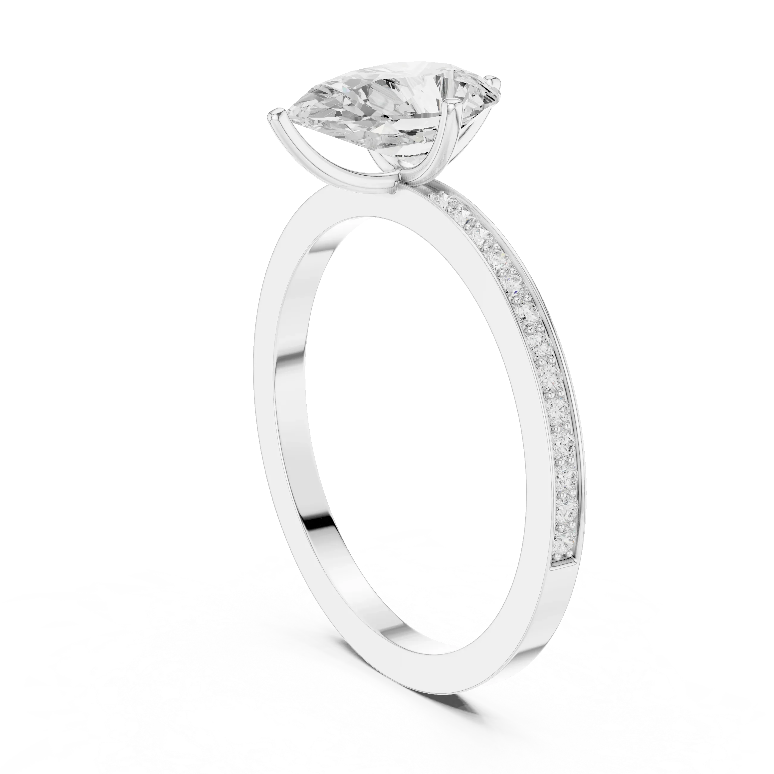 10K Solid Gold Pear Cut Diamond Proposal Ring Band