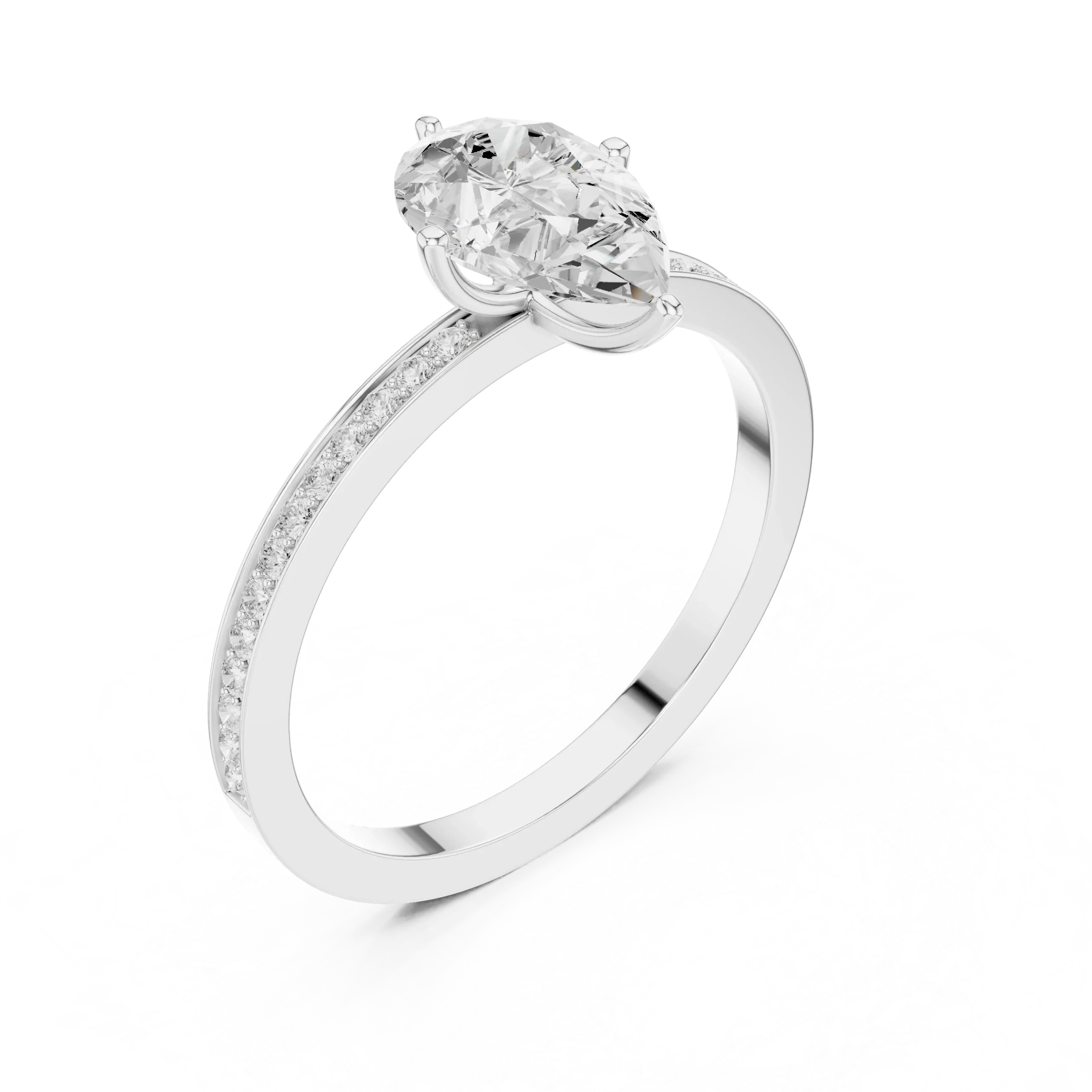 10K Solid Gold Pear Cut Diamond Proposal Ring Band