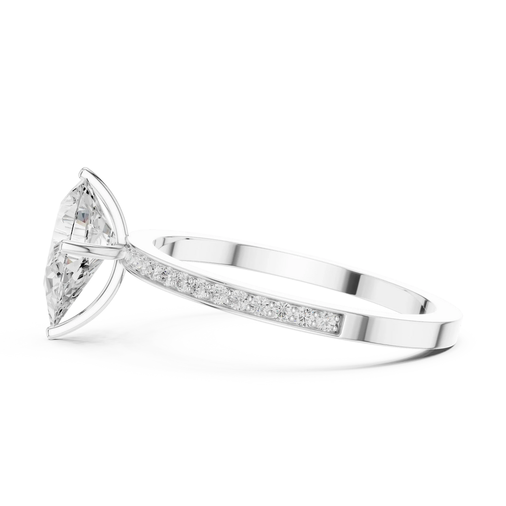 10K Solid Gold Pear Cut Diamond Proposal Ring Band