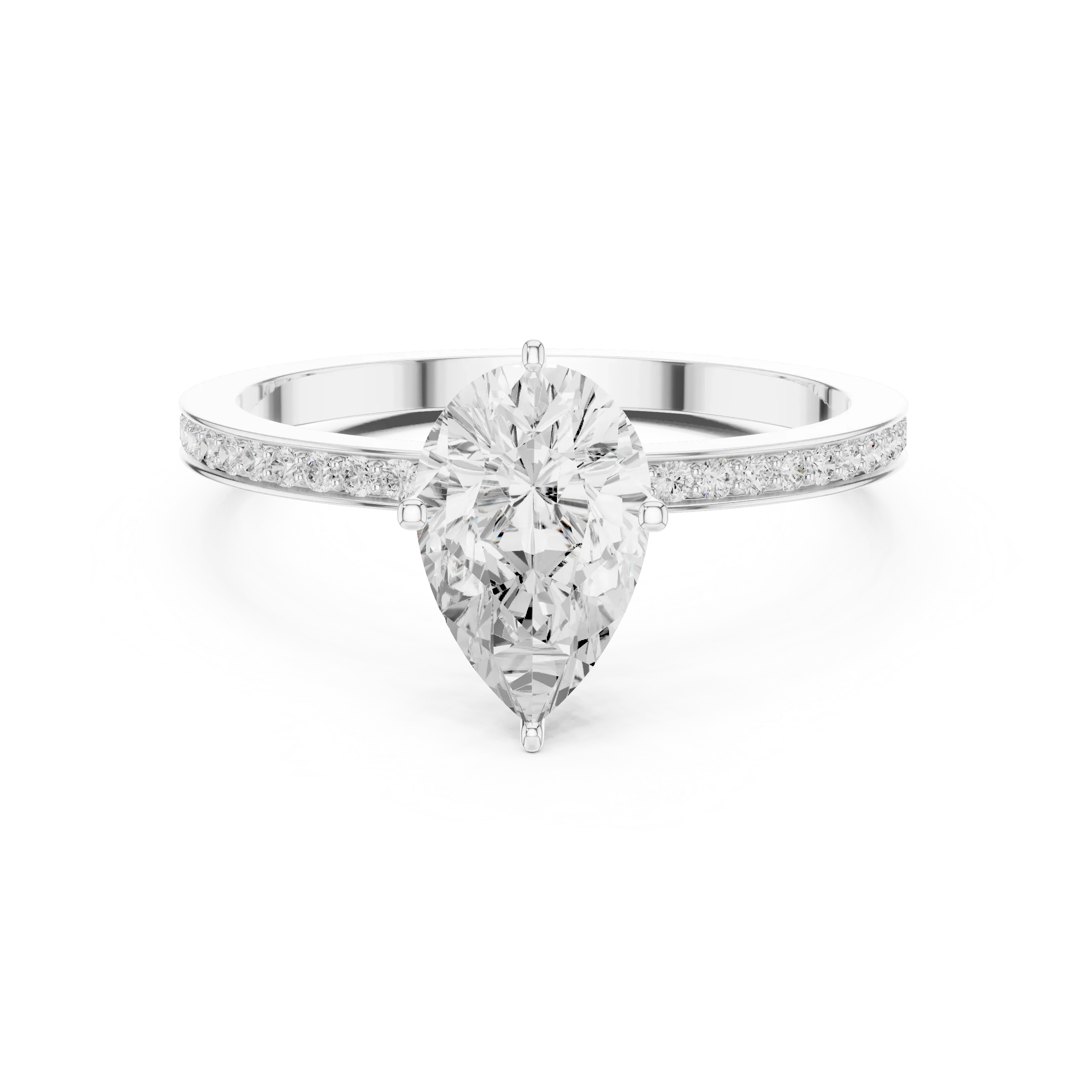 10K Solid Gold Pear Cut Diamond Proposal Ring Band