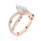 1.32 CTW Wide Split Shank 10K Gold Pear Lab Grown EF VVS Diamond Ring