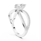 1.32 CTW Wide Split Shank 10K Gold Pear Lab Grown EF VVS Diamond Ring