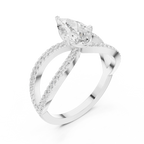 1.32 CTW Wide Split Shank 10K Gold Pear Lab Grown EF VVS Diamond Ring