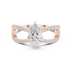 1.32 CTW Wide Split Shank 10K Gold Pear Lab Grown EF VVS Diamond Ring