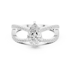 1.32 CTW Wide Split Shank 10K Gold Pear Lab Grown EF VVS Diamond Ring