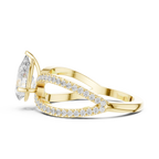 1.32 CTW Wide Split Shank 10K Gold Pear Lab Grown EF VVS Diamond Ring