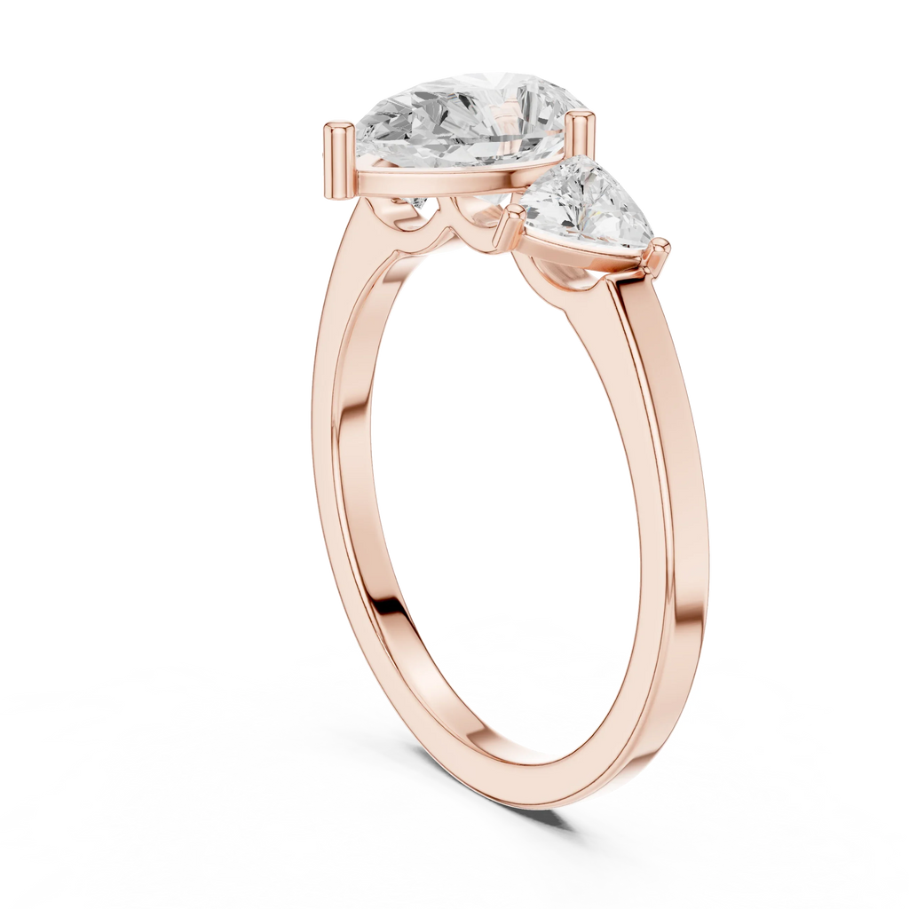 VVS1 Moissanite Diamond Trillion Pear Cut 1.42 CTW White Gold Anniversary Ring