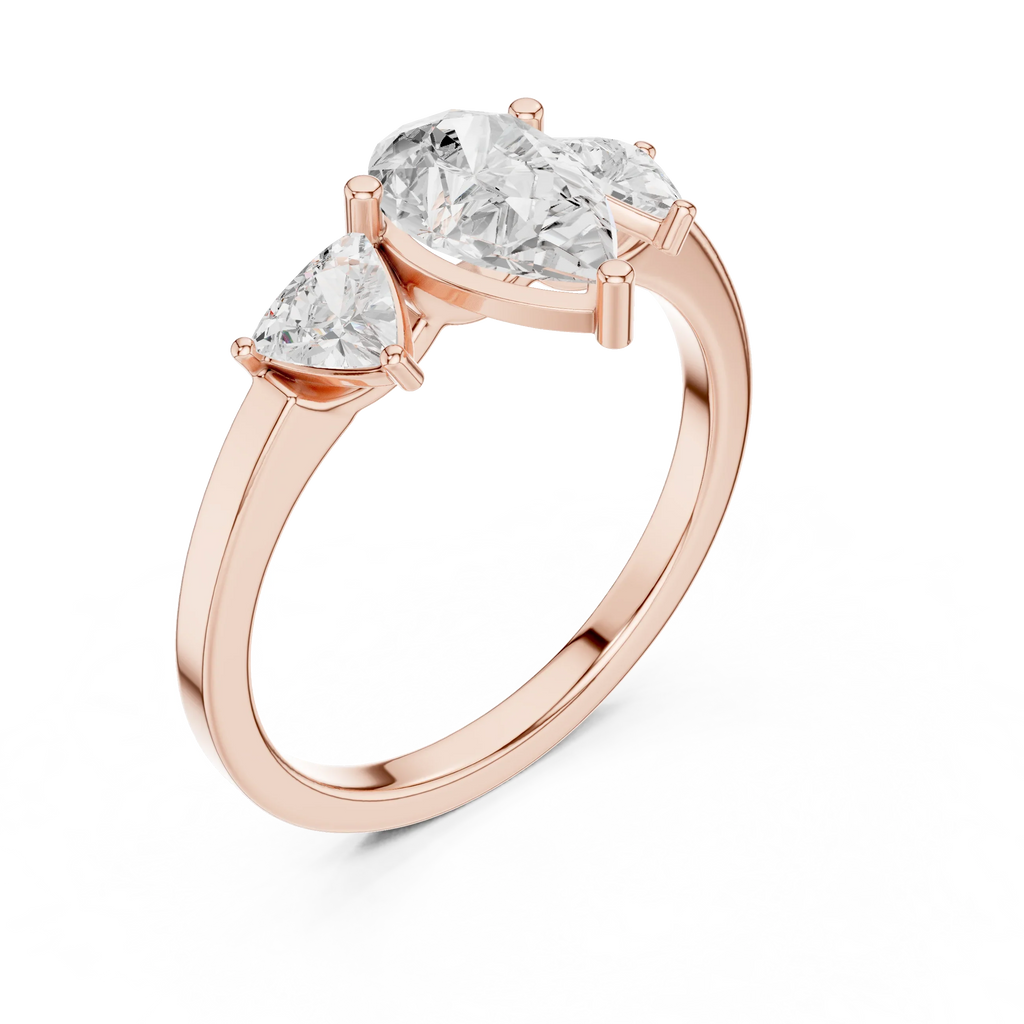 VVS1 Moissanite Diamond Trillion Pear Cut 1.42 CTW White Gold Anniversary Ring