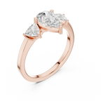 VVS1 Moissanite Diamond Trillion Pear Cut 1.42 CTW White Gold Anniversary Ring