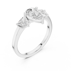 VVS1 Moissanite Diamond Trillion Pear Cut 1.42 CTW White Gold Anniversary Ring