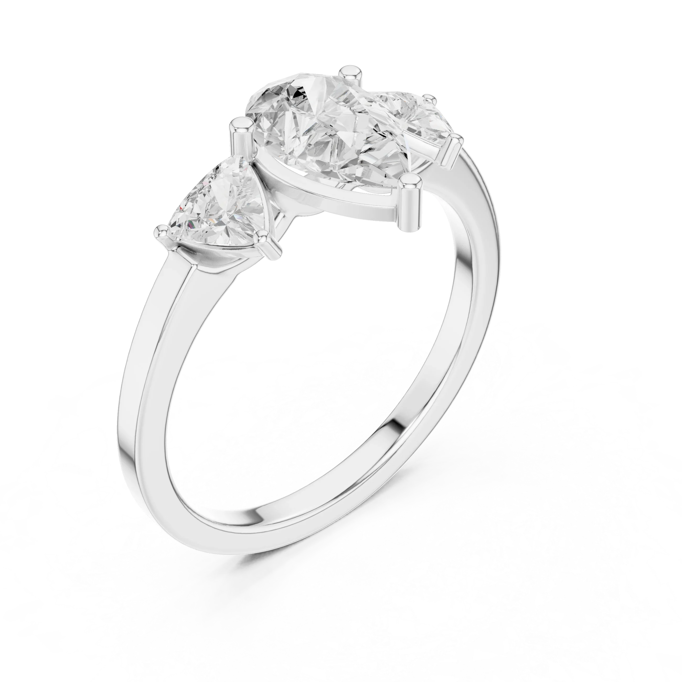 VVS1 Moissanite Diamond Trillion Pear Cut 1.42 CTW White Gold Anniversary Ring