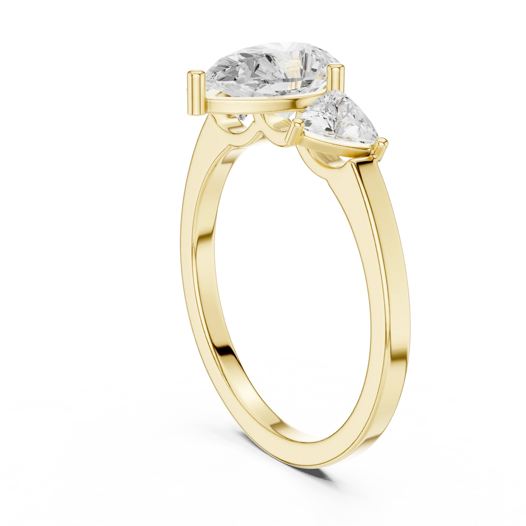 VVS1 Moissanite Diamond Trillion Pear Cut 1.42 CTW White Gold Anniversary Ring