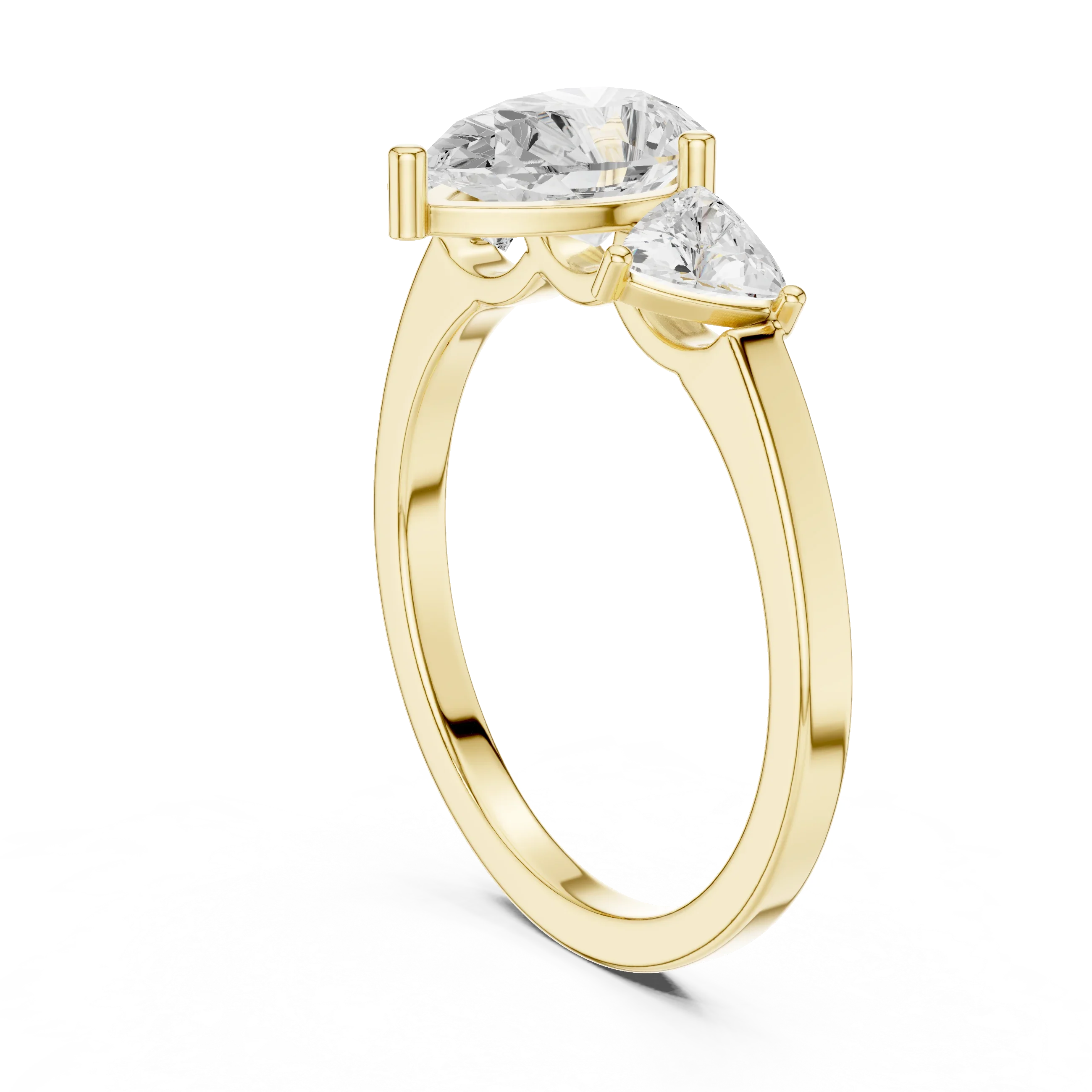 VVS1 Moissanite Diamond Trillion Pear Cut 1.42 CTW White Gold Anniversary Ring