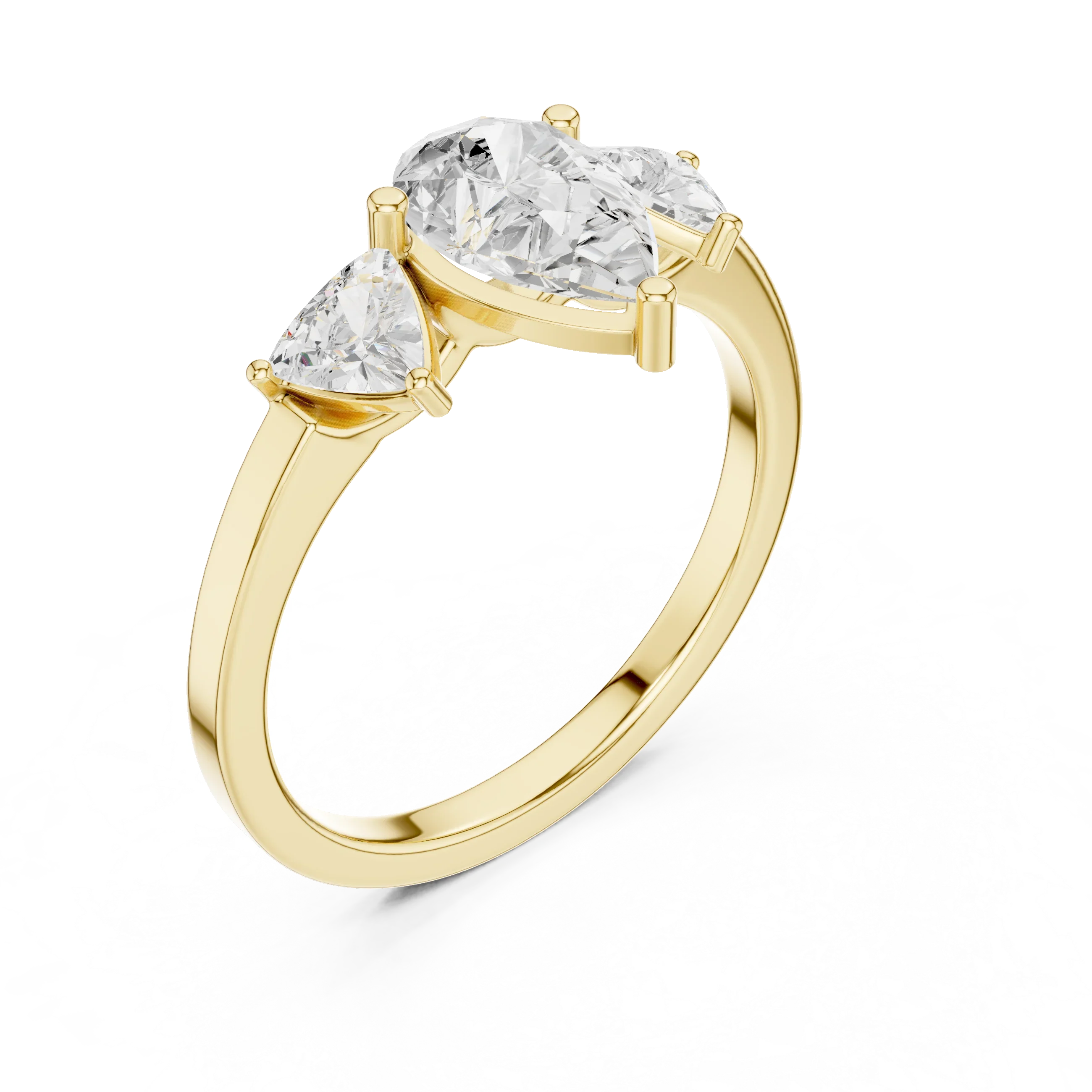 VVS1 Moissanite Diamond Trillion Pear Cut 1.42 CTW White Gold Anniversary Ring