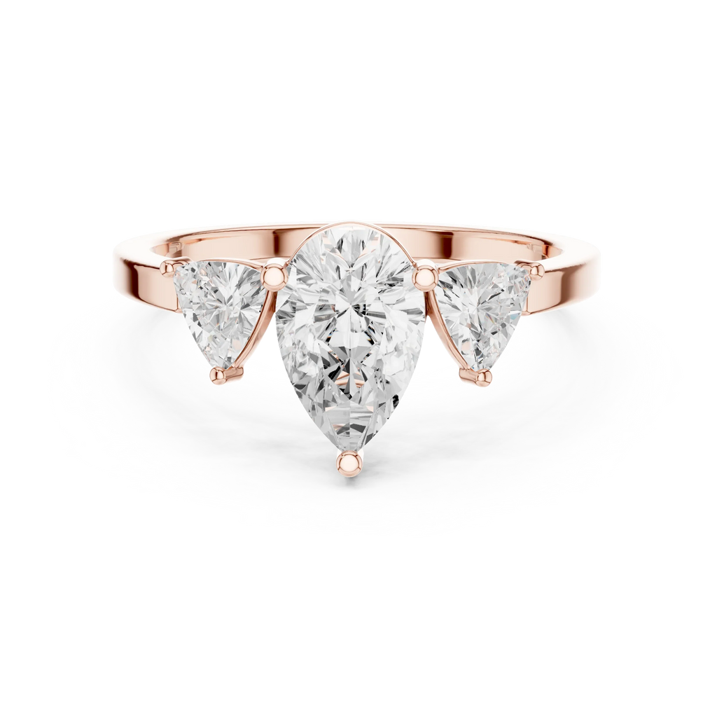 VVS1 Moissanite Diamond Trillion Pear Cut 1.42 CTW White Gold Anniversary Ring