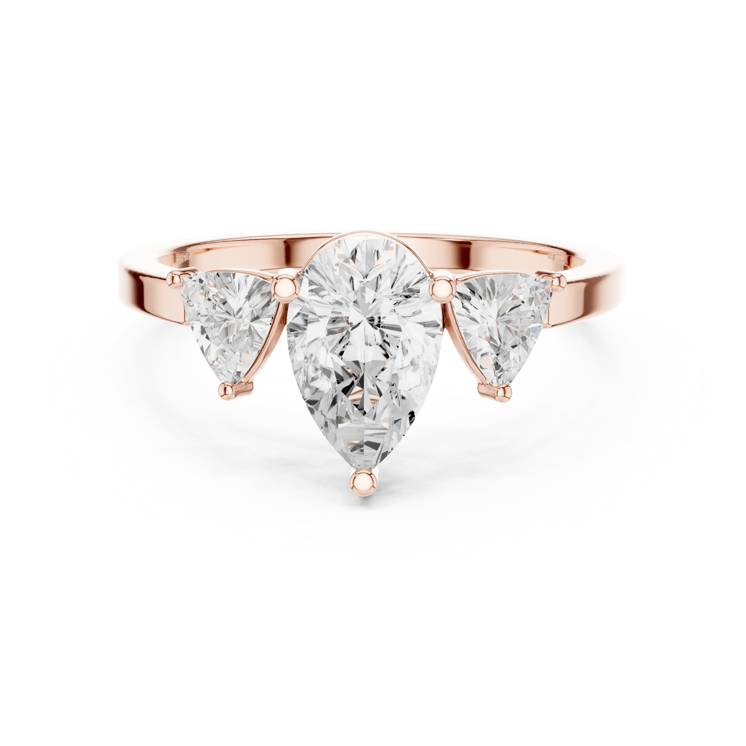 VVS1 Moissanite Diamond Trillion Pear Cut 1.42 CTW White Gold Anniversary Ring