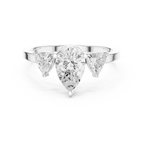 VVS1 Moissanite Diamond Trillion Pear Cut 1.42 CTW White Gold Anniversary Ring