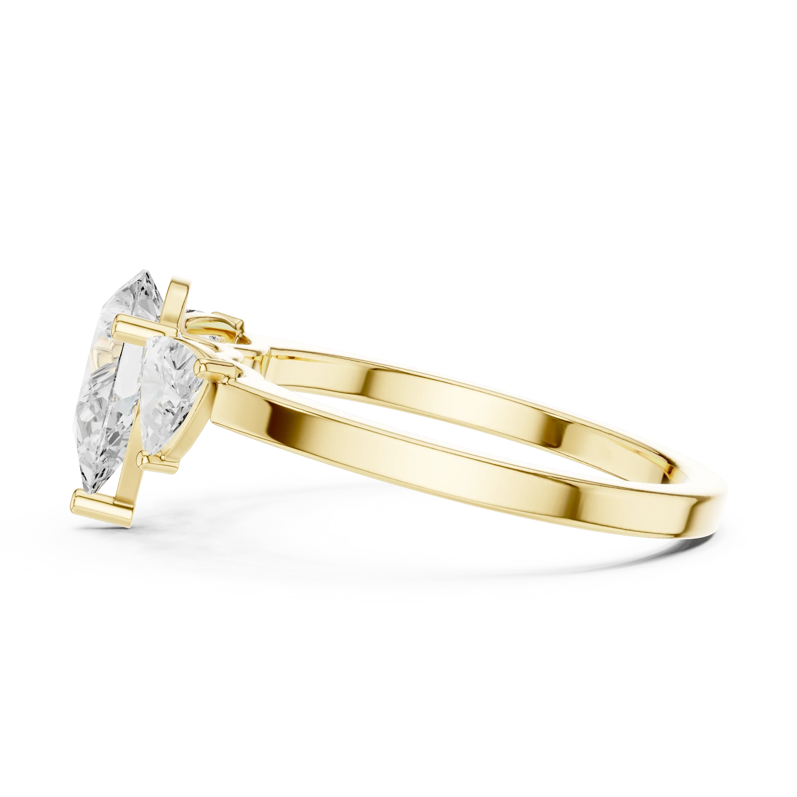 VVS1 Moissanite Diamond Trillion Pear Cut 1.42 CTW White Gold Anniversary Ring